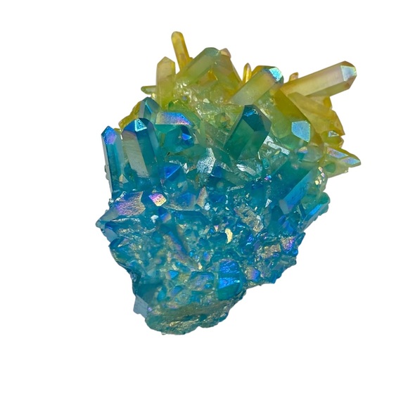 Aura Quartz Crystal Cluster Yellow Blue Clear Iridescent Stone Display Gift - Picture 7 of 10